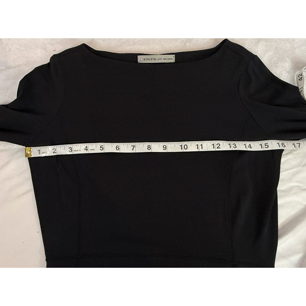 Athleta XXS Black Long Sleeve Fit & Flare Dress Stretch Travel Casual - Picture 7 of 11